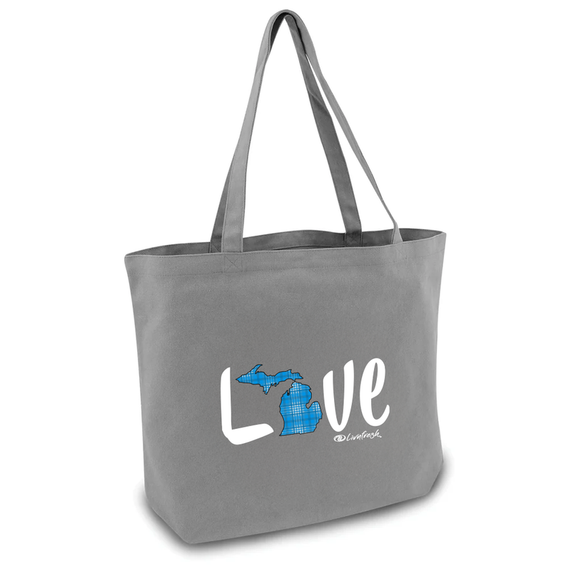 "Love MI Blue Plaid"Everyday Bag