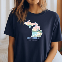 "Livin'The Dream In Michigan"Relaxed Fit Crew Unisex T-Shirt