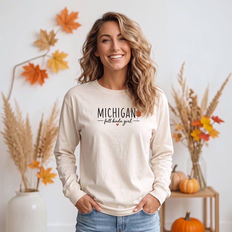 "Michigan Fall Girl"Relaxed Fit Long Sleeve Unisex T-Shirt