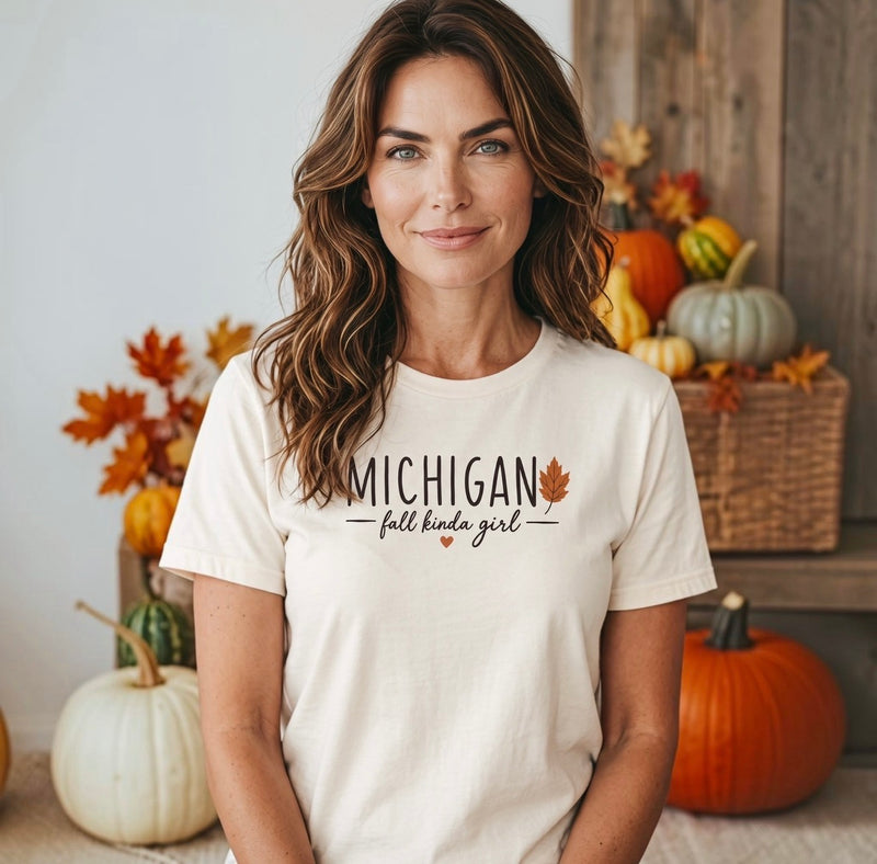 "Michigan Fall Girl"Relaxed Fit Crew Unisex T-Shirt