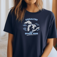 "Great Lakes Shark Free"Relaxed Fit Crew Unisex T-Shirt