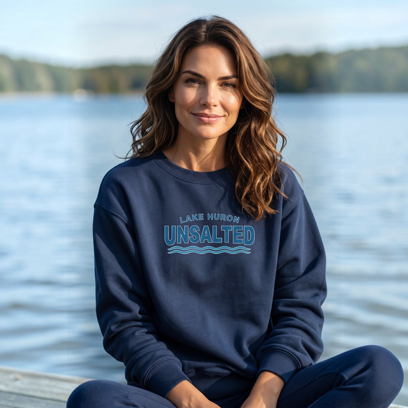 "Lake Huron Unsalted"Relaxed Fit Classic Crew Unisex Sweatshirt