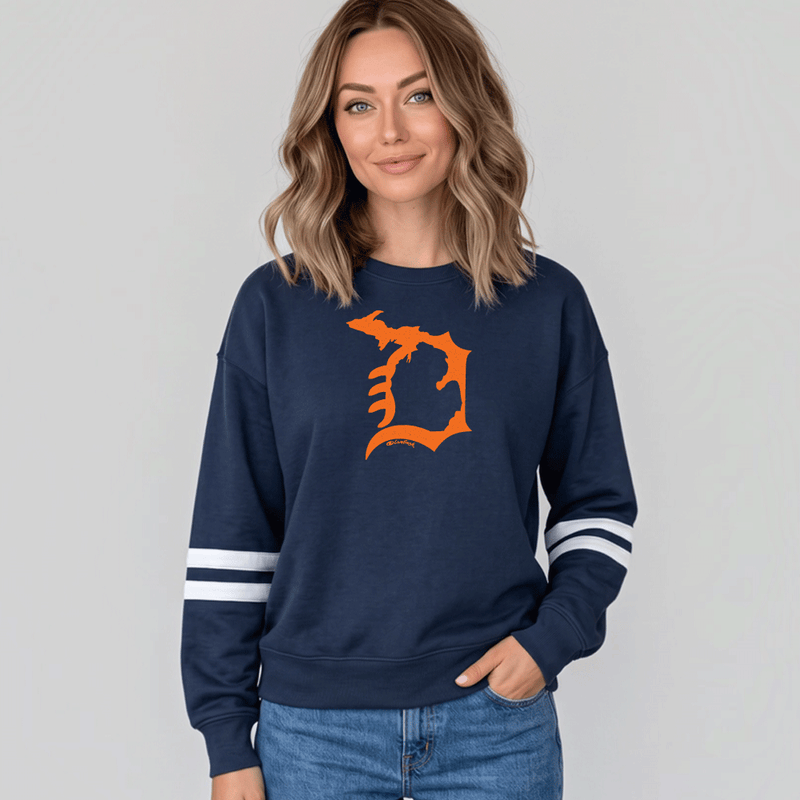 "Michigan D"Women's Varsity Fleece Crew Sweatshirt