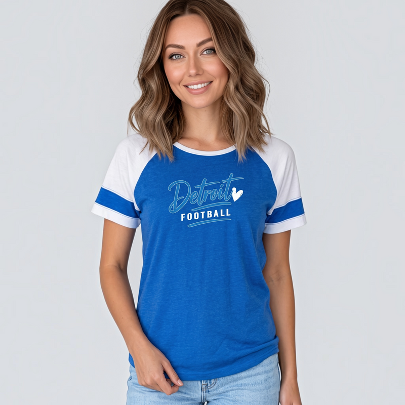 "Detroit Football"Women's Colorblock Tee