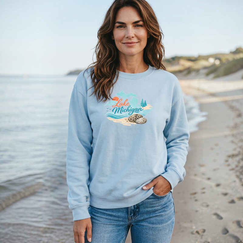 "Lake Michigan Petoskey Stone"Relaxed Fit Classic Crew Unisex Sweatshirt