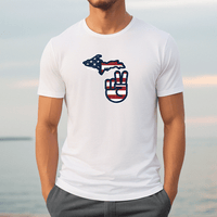 "Michigan Flag Peace"Men's Crew T-Shirt