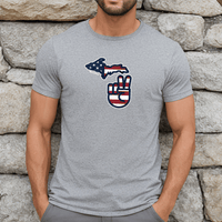 "Michigan Flag Peace"Men's Crew T-Shirt