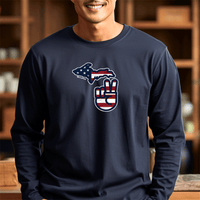 "Michigan Flag Peace"Men's Long Sleeve T-Shirt