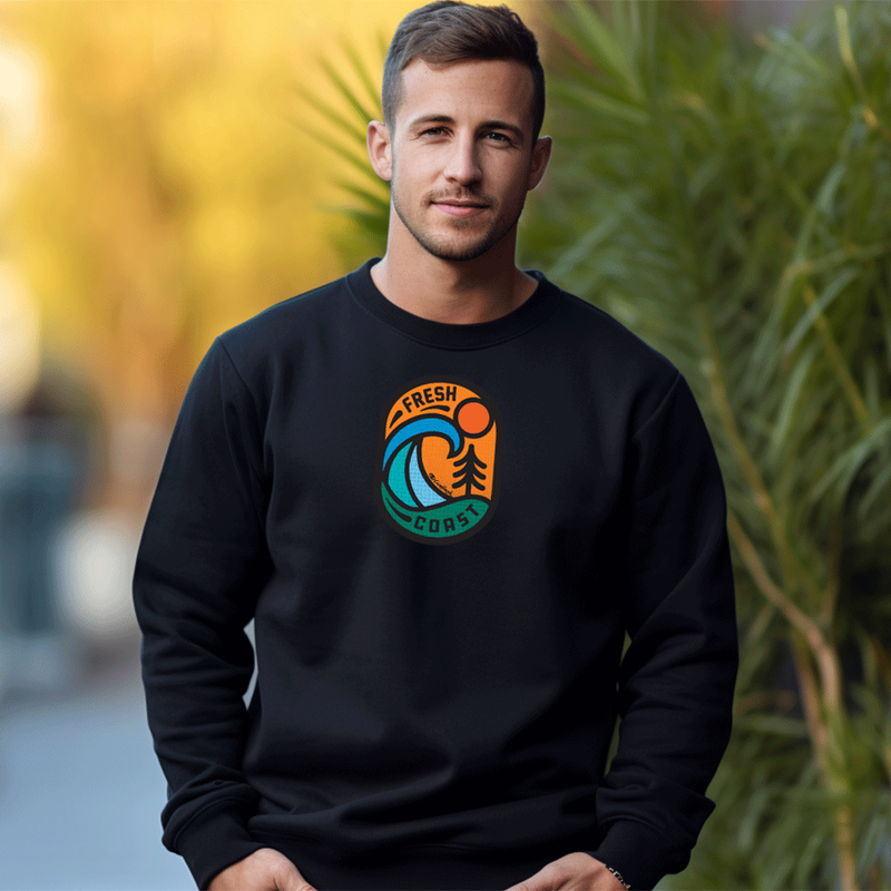 "Living On The Fresh Coast"Men's Classic Crew Sweatshirt