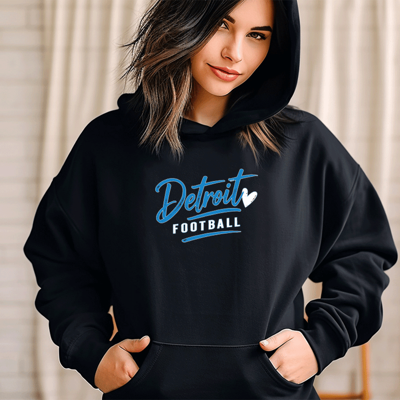 "Detroit Football"Relaxed Fit Classic Unisex Hoodie