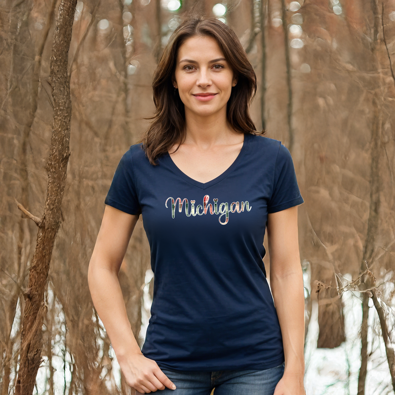 "Wrapped Up In Michigan"Women's V-Neck