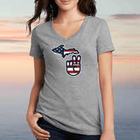 "Michigan Flag Peace"Women's V-Neck
