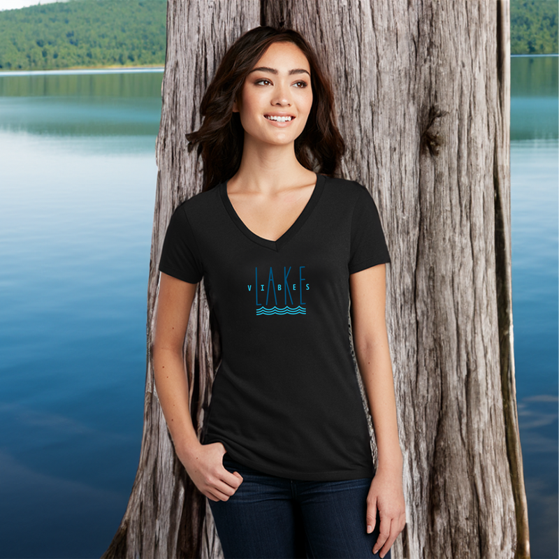 "Good Vibes &Lake Tides"Women's V-Neck