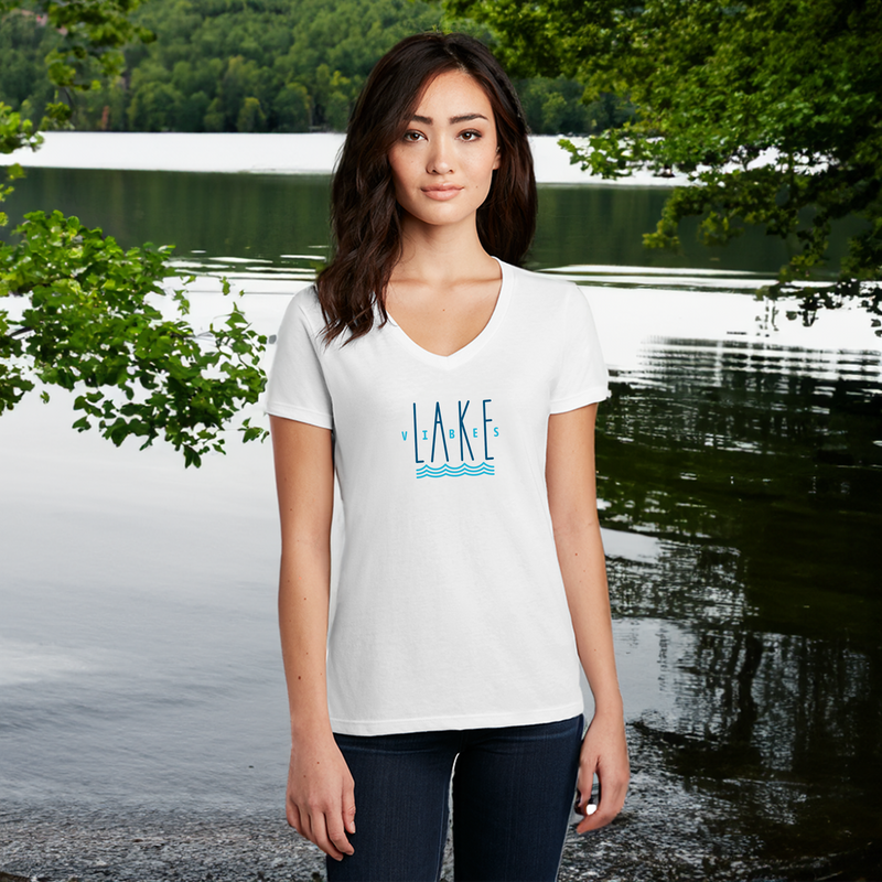 "Good Vibes &Lake Tides"Women's V-Neck
