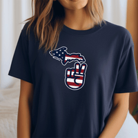 "Michigan Flag Peace"Relaxed Fit Crew Unisex T-Shirt