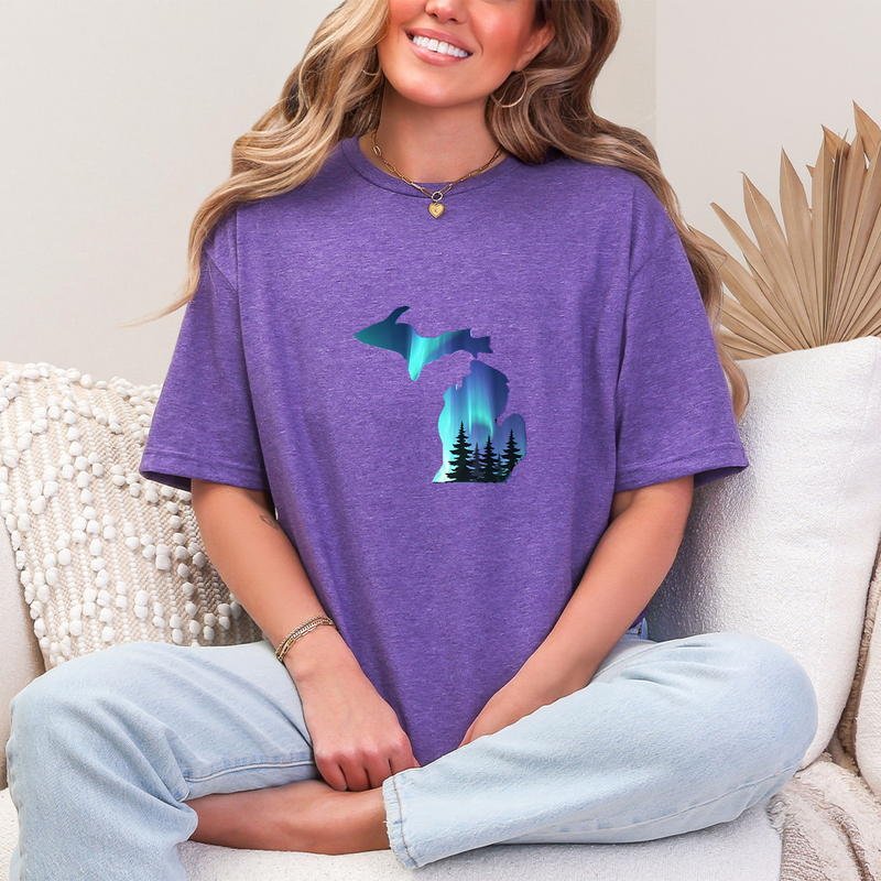 "Michigan Northern Lights"Relaxed Fit Crew Unisex T-Shirt