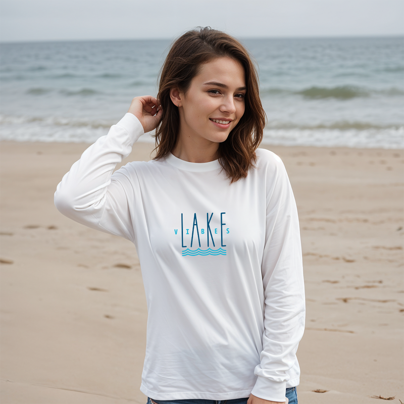 "Good Vibes &Lake Tides"Relaxed Fit Long Sleeve Unisex T-Shirt