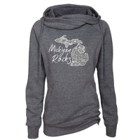 "Michigan Rocks Petoskey Stone"Women's Fleece Funnel Neck Pullover Hoodie