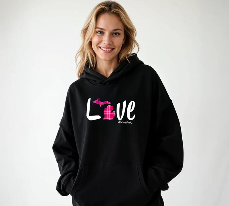 SALE "Pink Love Plaid"Relaxed Fit Classic Unisex Hoodie
