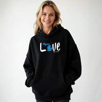 "Love MI Blue Plaid"Relaxed Fit Classic Unisex Hoodie