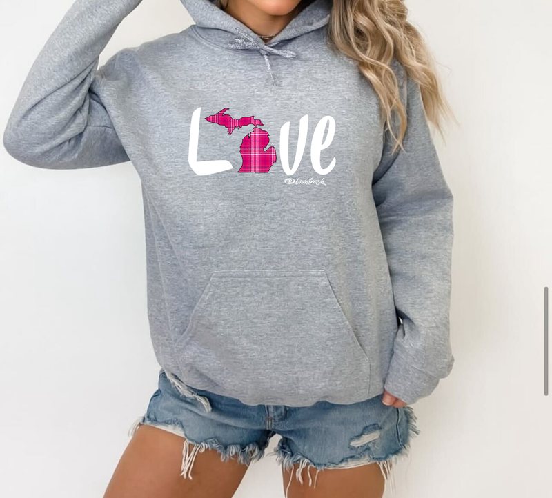 SALE "Pink Love Plaid"Relaxed Fit Classic Unisex Hoodie