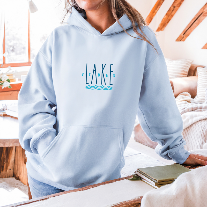 "Good Vibes &Lake Tides"Relaxed Fit Classic Unisex Hoodie
