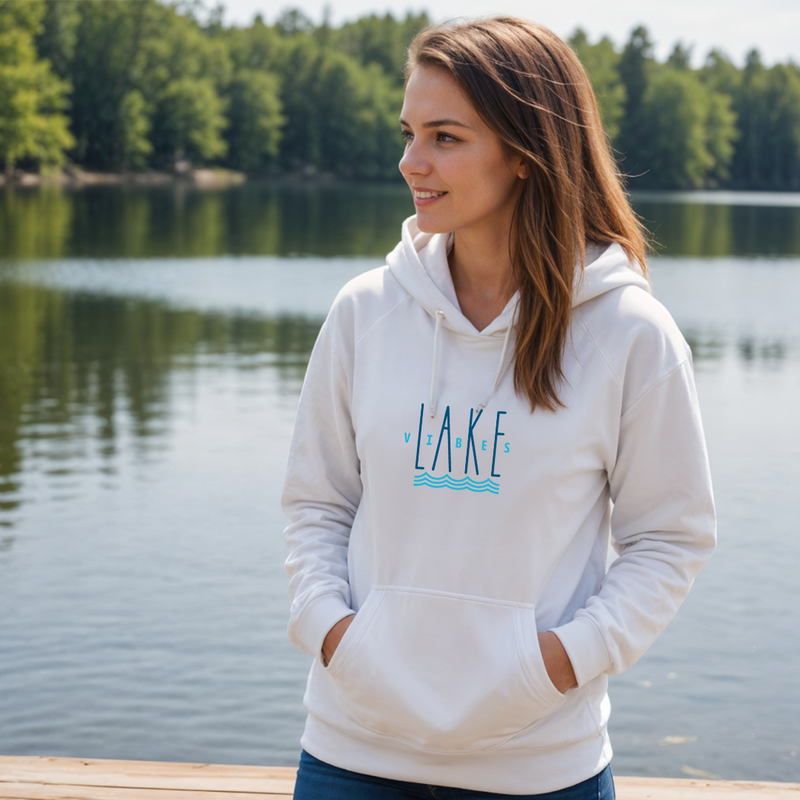 "Good Vibes &Lake Tides"Relaxed Fit Classic Unisex Hoodie