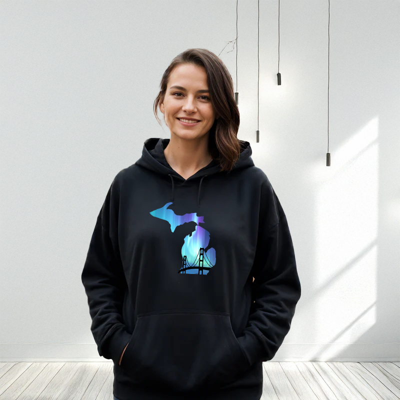 "Bridge Northern Lights"Relaxed Fit Classic Unisex Hoodie