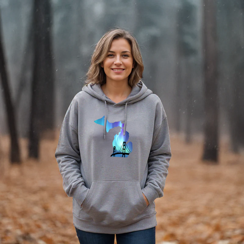 "Bridge Northern Lights"Relaxed Fit Classic Unisex Hoodie