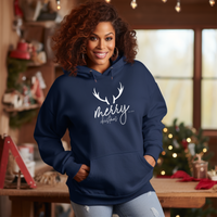 "Merry Christmas Deer"Relaxed Fit Classic Unisex Hoodie