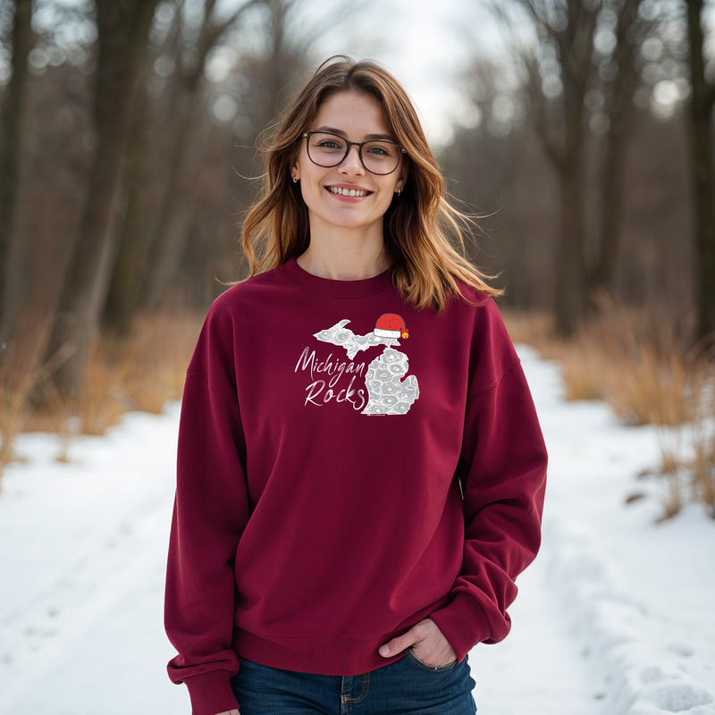 "SANTA Michigan Rocks Petoskey Stone"Relaxed Fit Classic Crew Unisex Sweatshirt