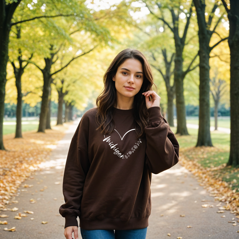 "Fall In Love With Michigan"Relaxed Fit Classic Crew Unisex Sweatshirt