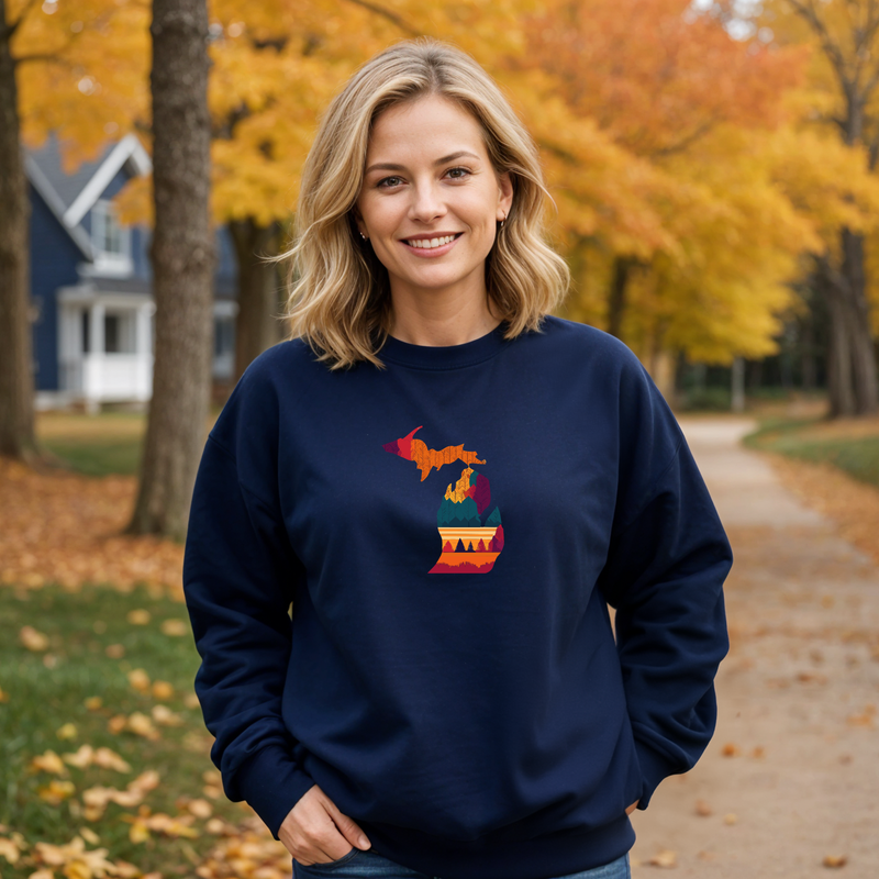 "Falling For Michigan"Relaxed Fit Classic Crew Unisex Sweatshirt