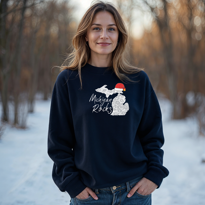 "SANTA Michigan Rocks Petoskey Stone"Relaxed Fit Classic Crew Unisex Sweatshirt