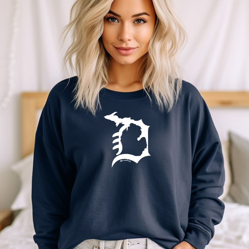 "Michigan D"Relaxed Fit Classic Crew Unisex Sweatshirt