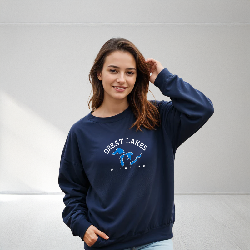 "5 Great Lakes"Relaxed Fit Classic Crew Unisex Sweatshirt