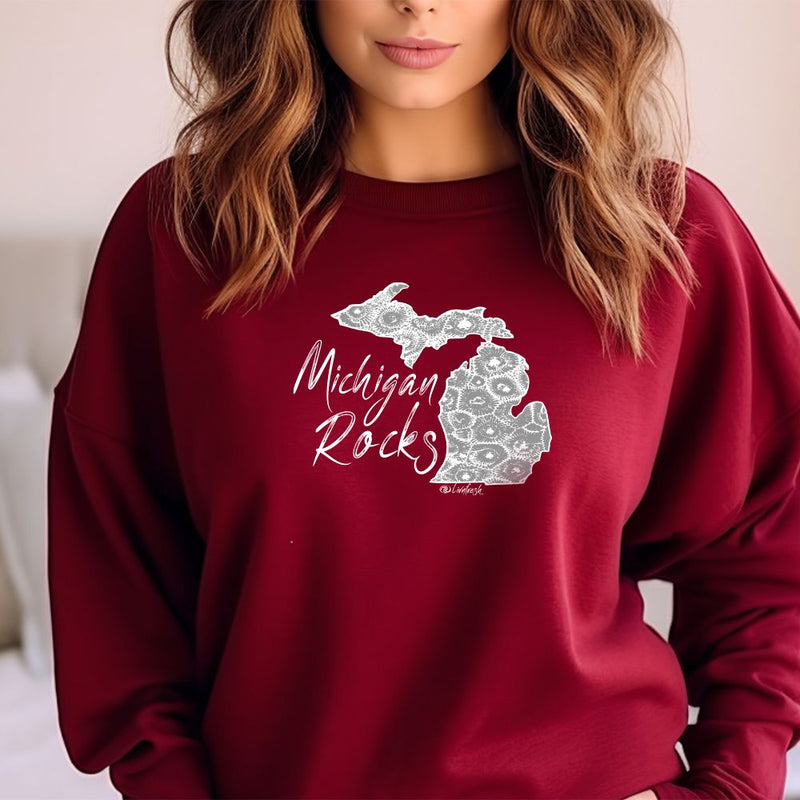 "Michigan Rocks Petoskey Stone"Relaxed Fit Classic Crew Unisex Sweatshirt