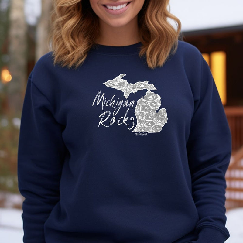"Michigan Rocks Petoskey Stone"Relaxed Fit Classic Crew Unisex Sweatshirt
