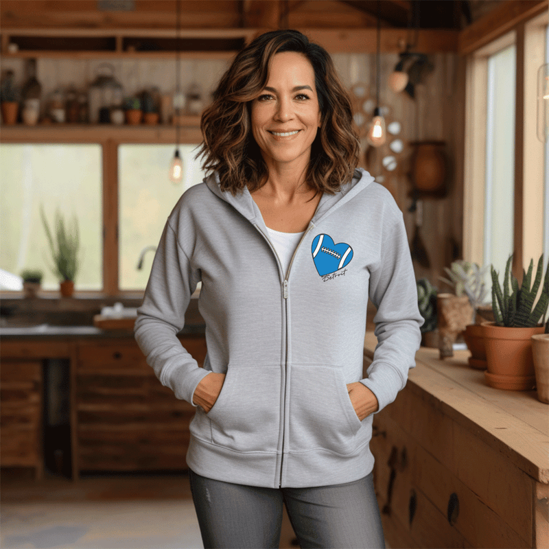 "Love Detroit"Basic Full Zip Unisex Hoodie