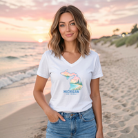 "Livin'The Dream In Michigan"Women's V-Neck