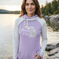 "Michigan Rocks Petoskey Stone"Women's Striped Double Hood Pullover