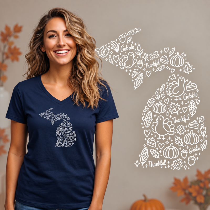 "Michigan Gobble"Women's V-Neck