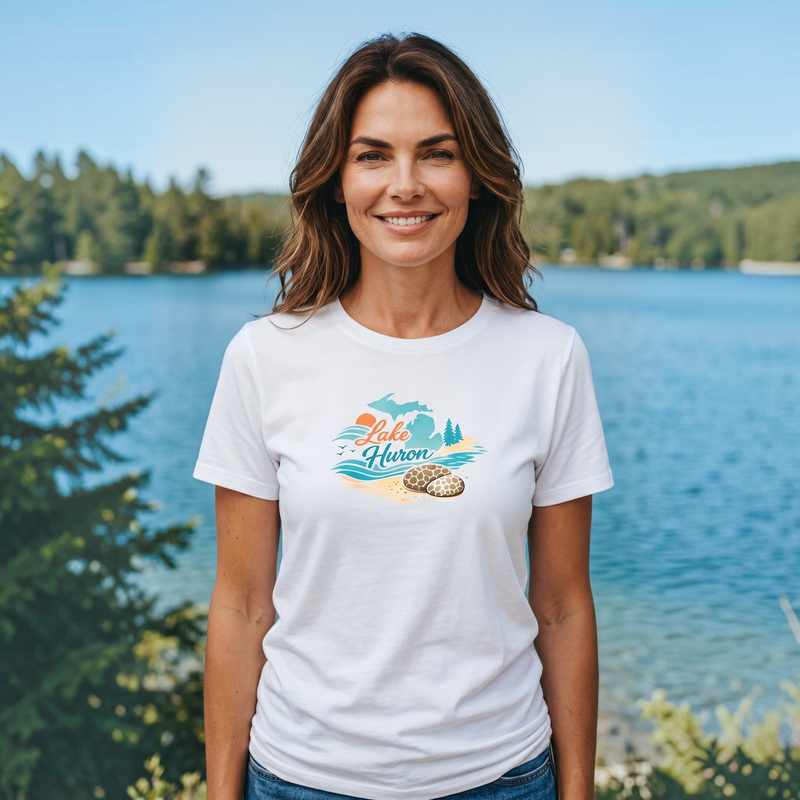 "Lake Huron Petoskey Stone"Relaxed Fit Crew Unisex T-Shirt