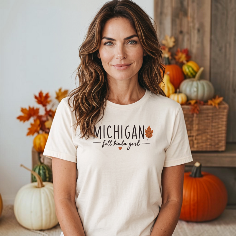 "Michigan Fall Girl"Relaxed Fit Crew Unisex T-Shirt