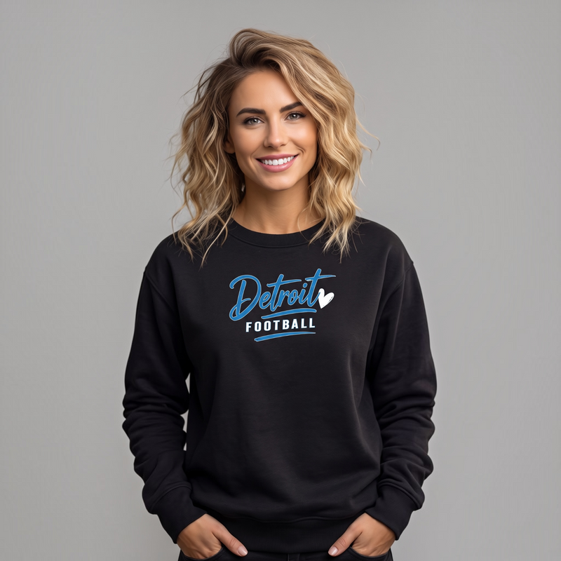 "Detroit Football"Relaxed Fit Classic Crew Unisex Sweatshirt
