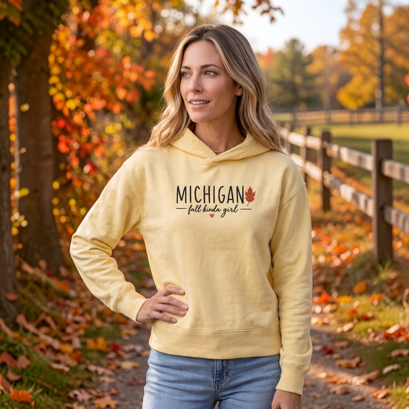 "Michigan Fall Girl"Women's Midi Length Oversize Hoodie