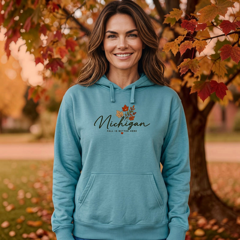"MI Fall is Better Here"Relaxed Fit Classic Unisex Hoodie