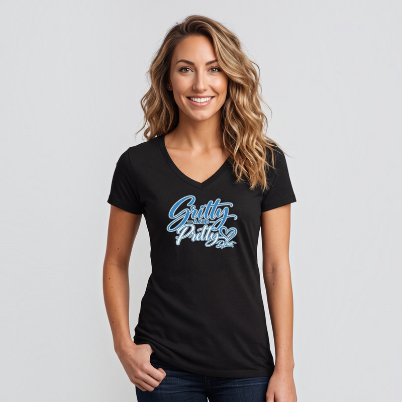 "Gritty &Pretty Detroit"Women's V-Neck