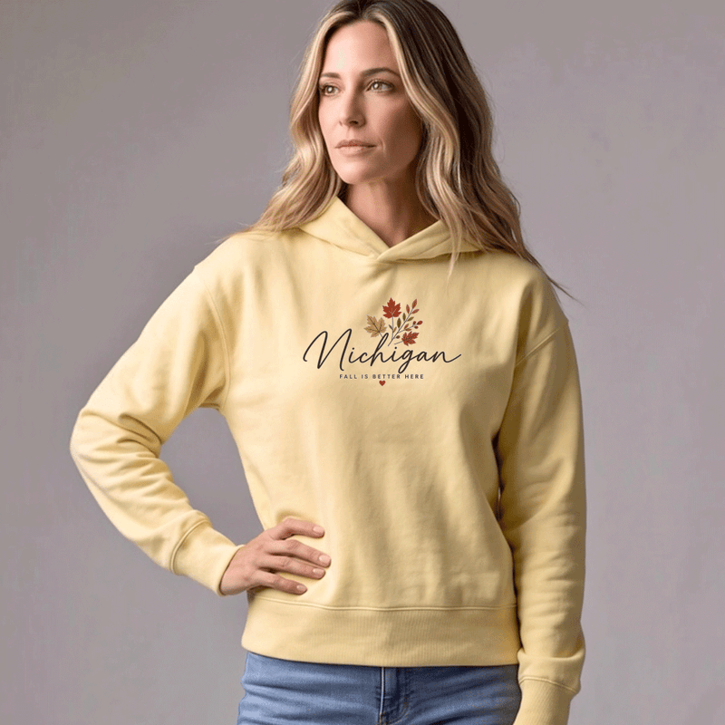 "MI Fall is Better Here"Women's Midi Length Oversize Hoodie