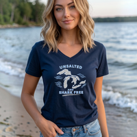"Great Lakes Shark Free"Women's V-Neck